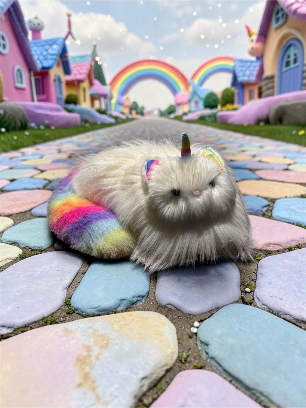 Douglas Cuddle Toys Ziggy Caticorn Rainbow Fuzzle Plush Stuffed Animal NWT
